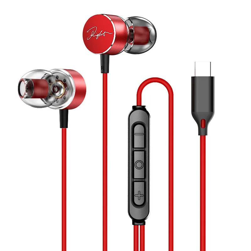 USB-C Wired HiFi Bass Stereo In-Ear Headphones with Microphone