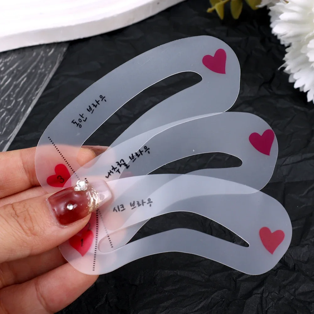 Reusable Eyebrow Stencil Set Grooming Drawing Guide Style Modeling DIY Drawing Eyebrow Template Eye Beauty Makeup Card 3pcs/Set makeup tools,eyebrow stencil tool