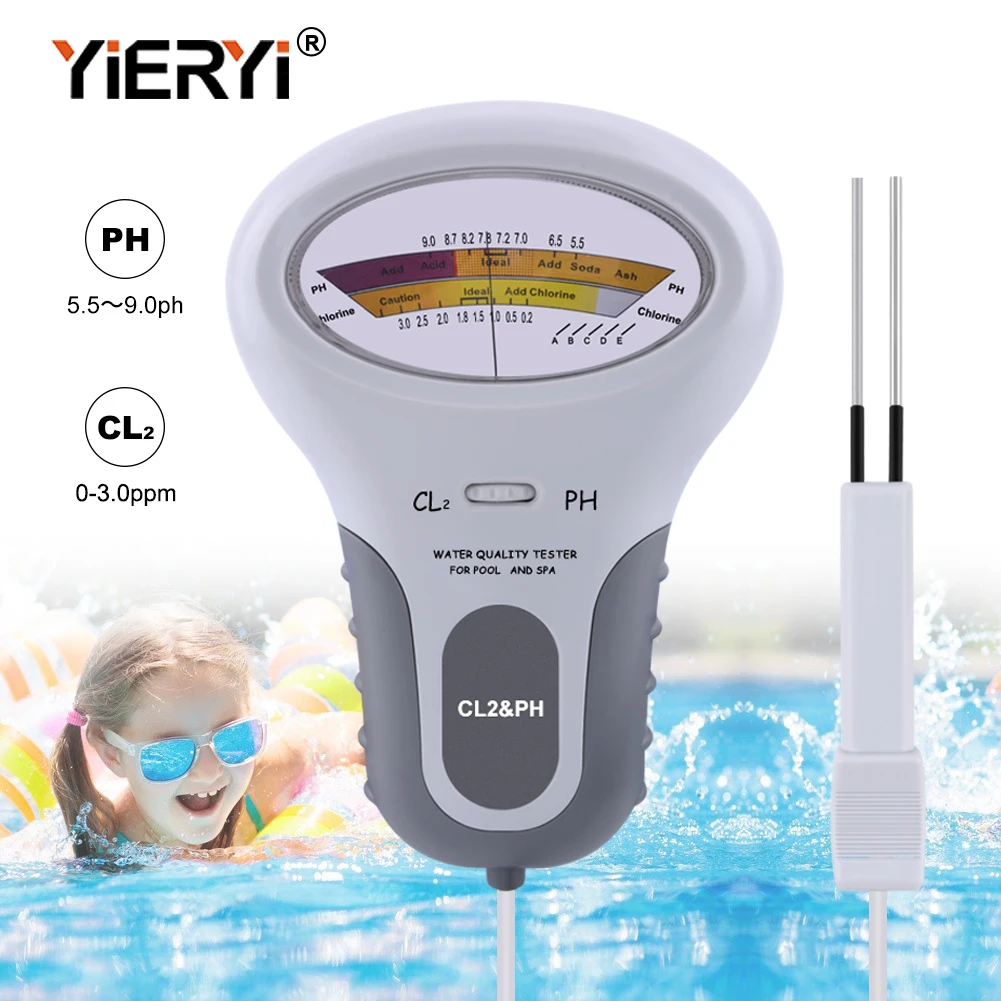 

Yieryi Portable Swimming Pool Chlorine Meter 2 In 1 CL2 & PH Water Quality Analysis Instruments Spa Tester Detector Accessories