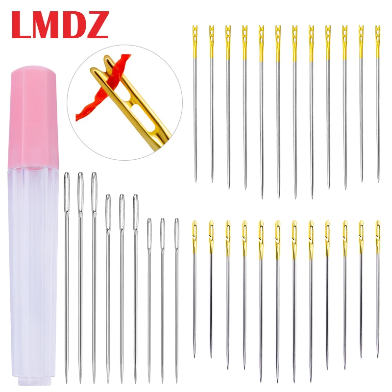 

LMDZ 12/21/24PCS Elderly needle-side hole blind needle Needless Tail Side Opening Stainless Steel Hand Sewing Needless threading