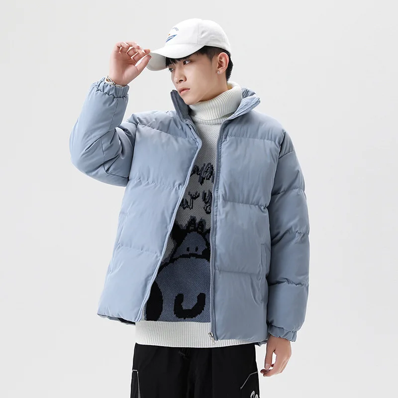 Padded Jacket Men Parkas Winter Thick Jacket Fashion Casual Solid Color Padded Coat Male Stand Collar Parkas
