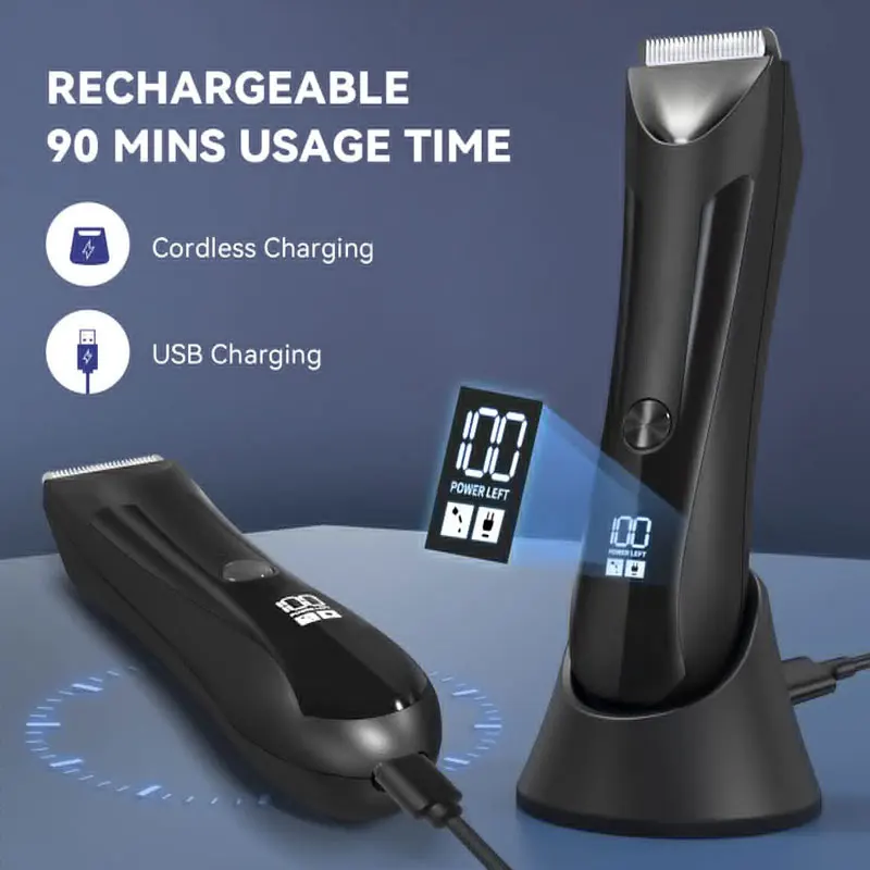 Electric Body Hair Trimmer Shaver Wet Dry Groin Hair Trimmer for Men Women Ball Body Grooming Kit Replaceable Ceramic Blade Head 3