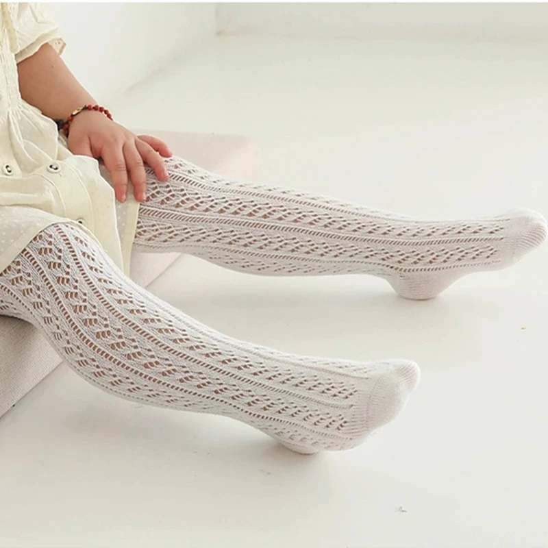 Summer Baby Girls Tights Thin Infant Toddler Newborn Kids Breathable Hollow Pantyhose Children Soft Cotton Stockings kids socks kids pantyhose solid color pantyhose toddler tights kids leggings