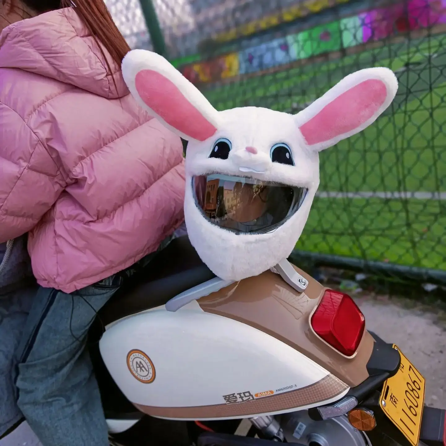 

Motorcycle Helmet Protection Headgear Cover rabbit Cartoon Fluffy Plush Set For Full-Face Outdoor Fun Personalized Helmets