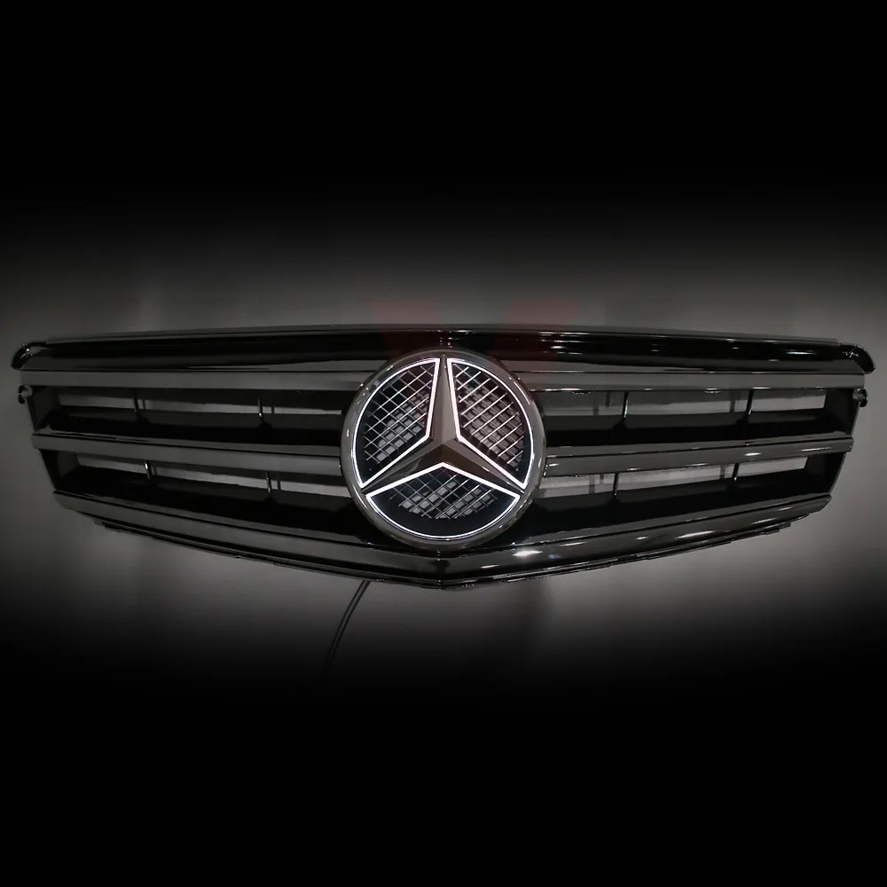 WPKMOTORS Black Upper Mesh Grille With Emblem – For Mercedes W204 C250 C280 C300 2008-14