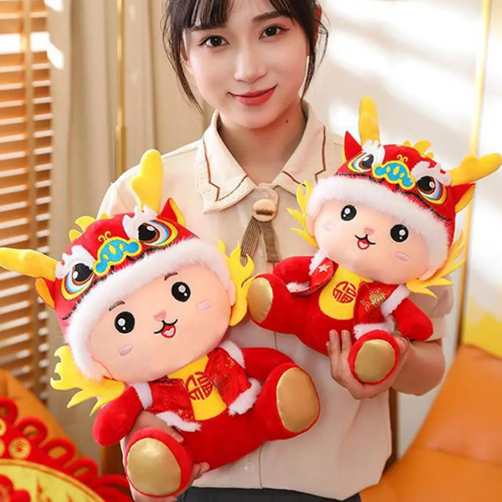 

Мультяшная вышитая кукла дракона, плюшевая кукла дракона, год Дракона, плюшевая кукла с вышивкой в виде китайского знака зодиака, для весны 2024