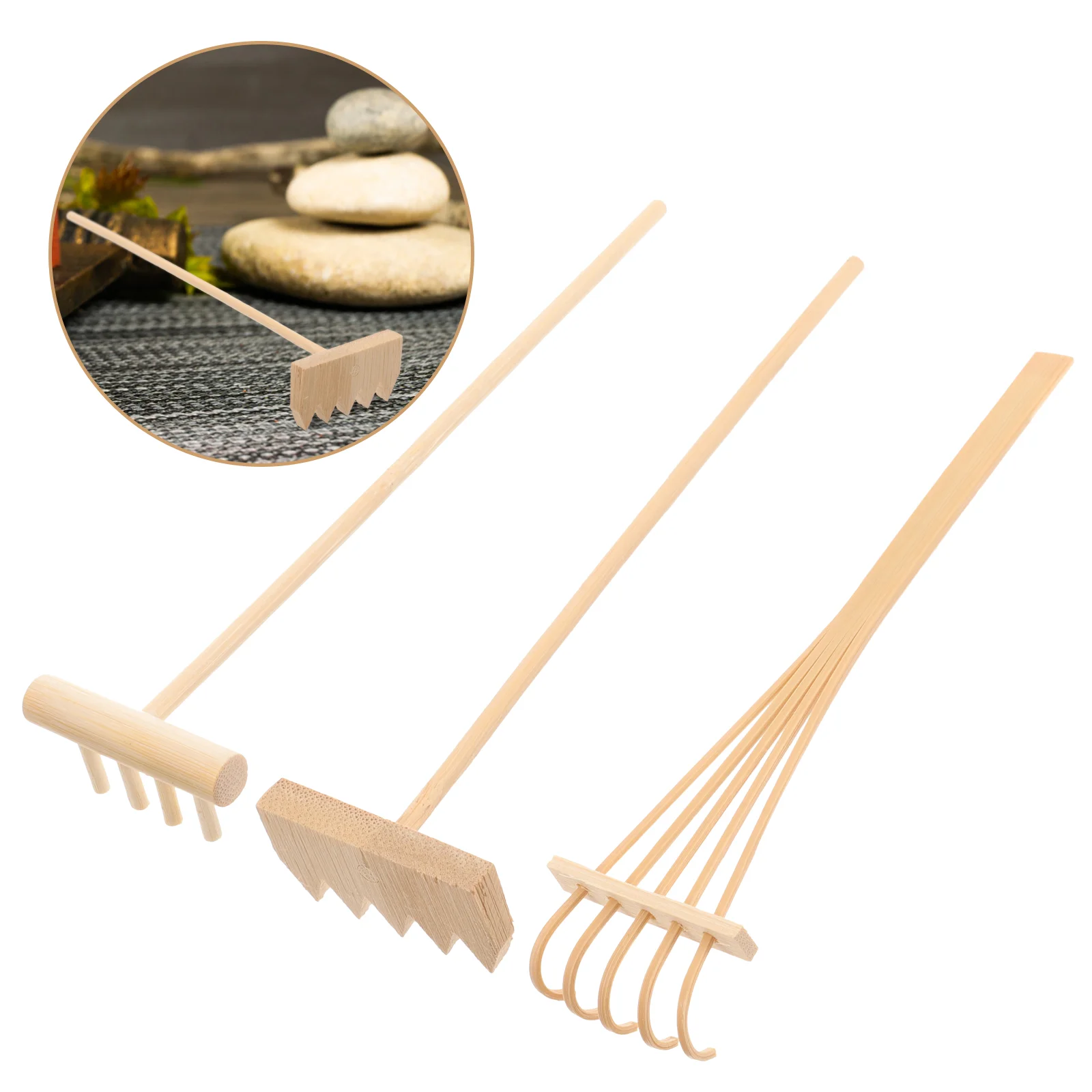 Zen Garden Sand Rake Meditation Rakes Mini Feng Shui Decor Tabletop Miniature Kit farming rake