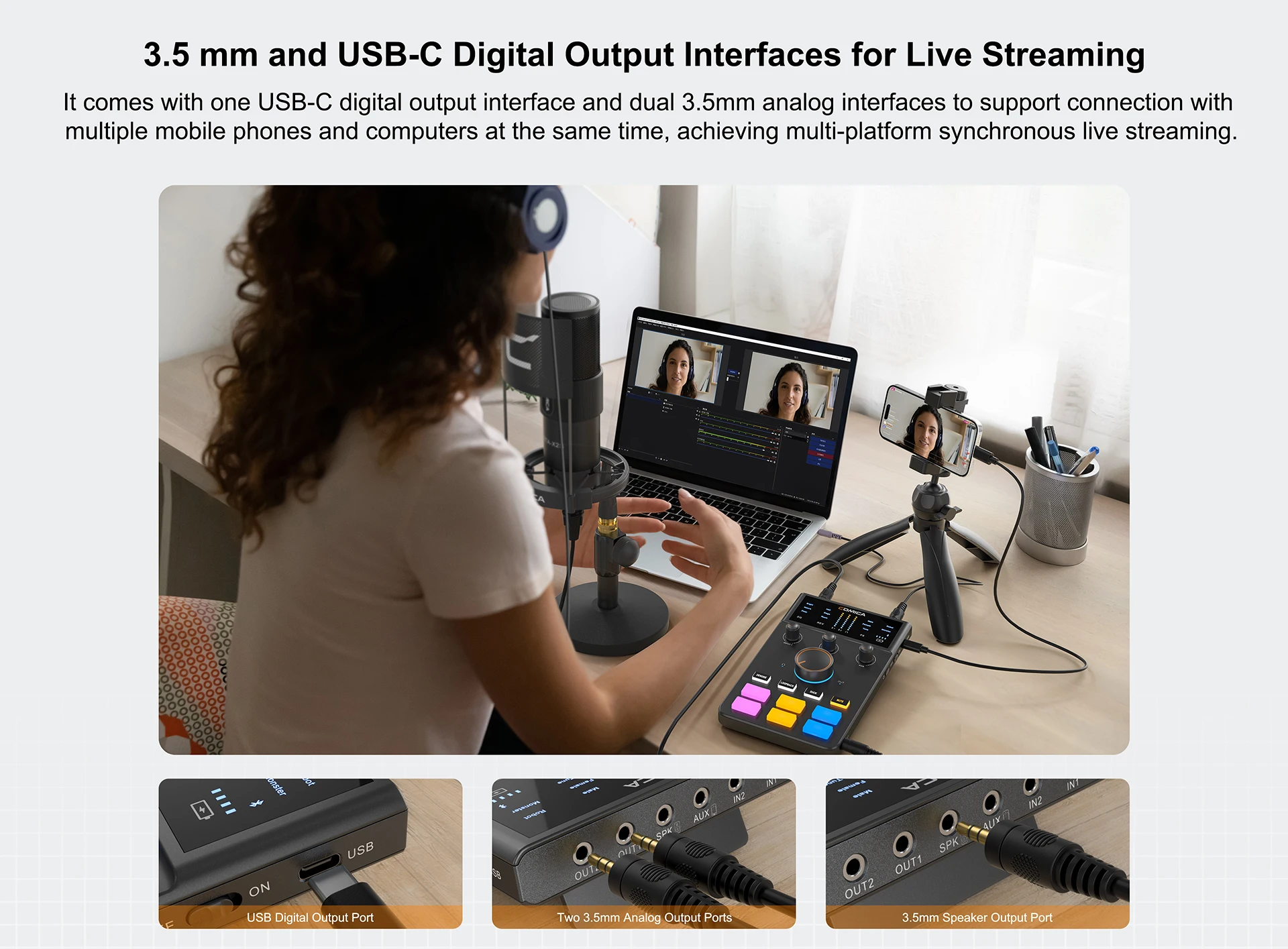 ADCaster C1 Audio Interface, Bluetooth connection For Streaming/Gaming/Podcastin