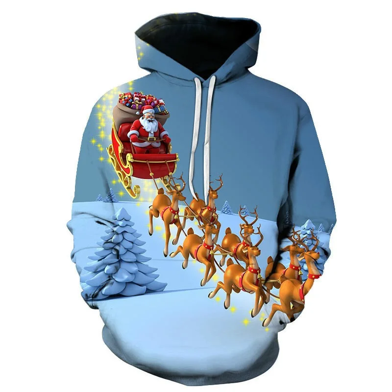 

New men's Santa Claus new series Elk Snowman 3D printed hoodie fashion hoodie