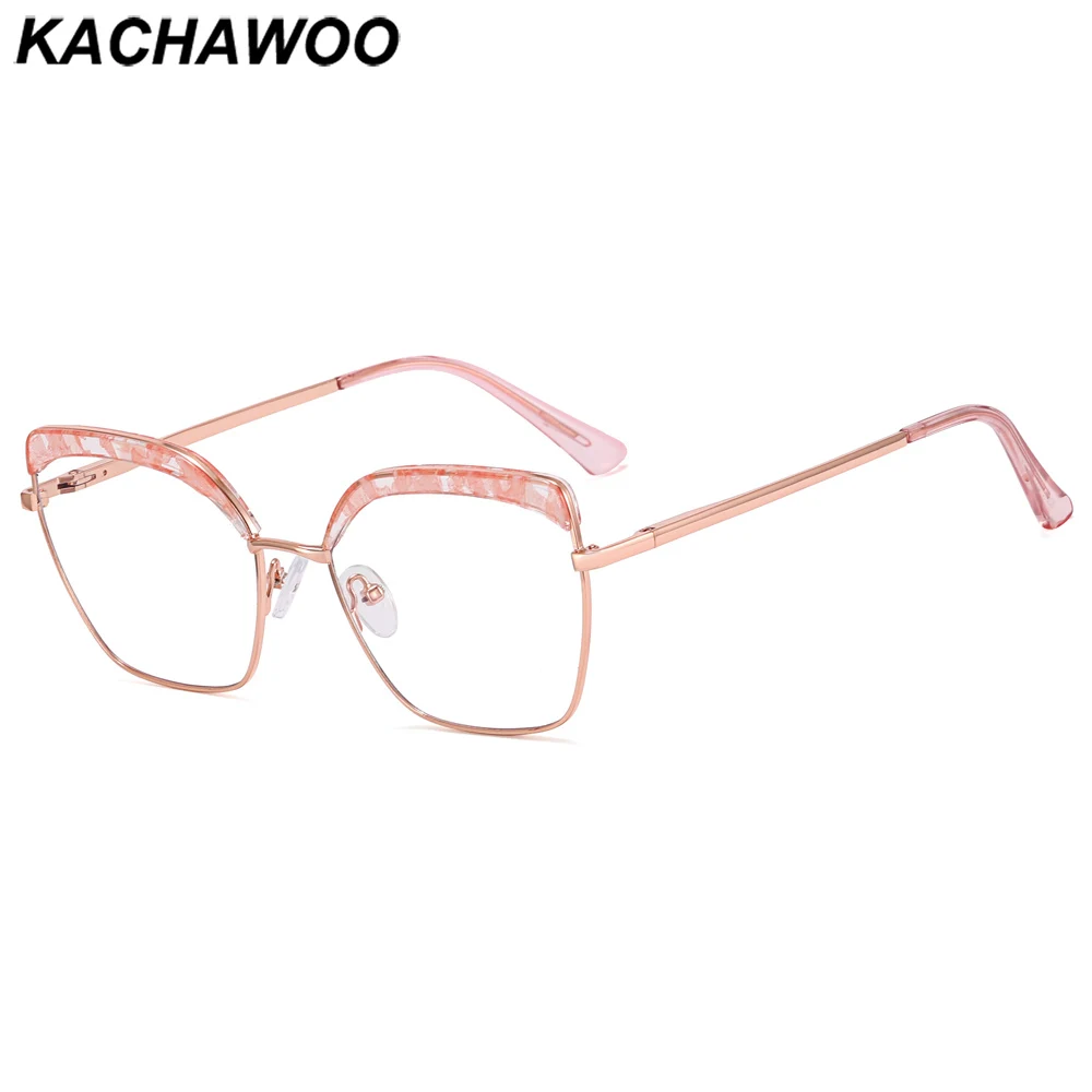 

Kachawoo metal tr90 glasses frame square women retro style blue light blocking glasses cat eye female decoration pink pattern
