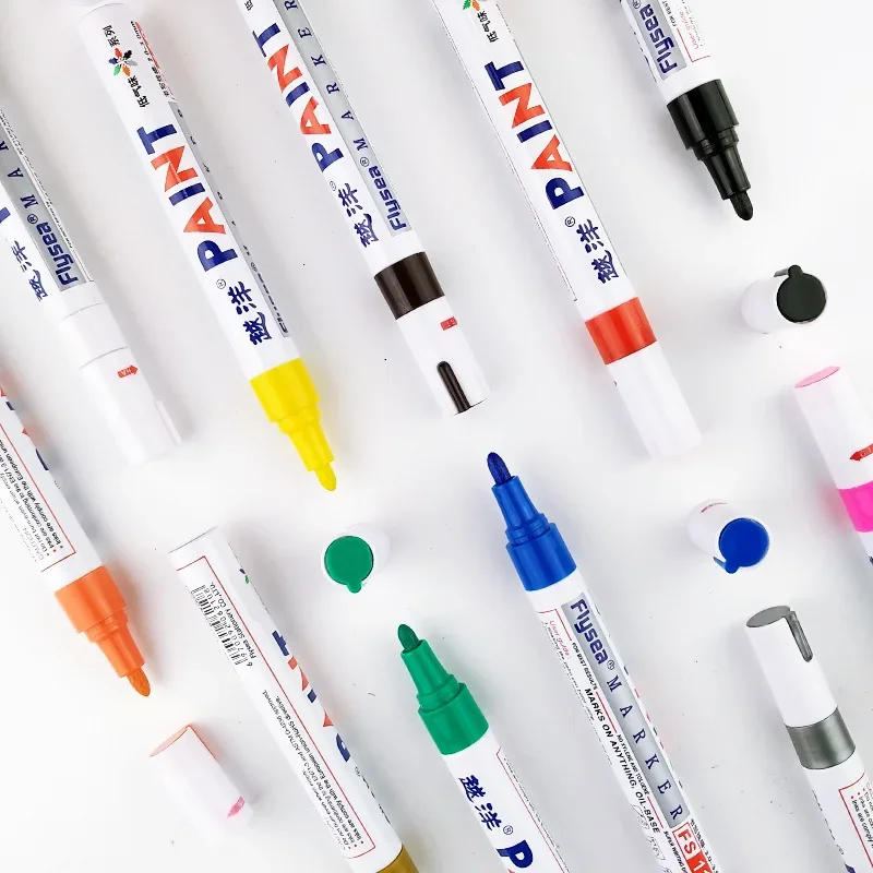 12 Colors White Waterproof Rubber Permanent Paint Marker Pens for Drawing Car Tire Tread Eco-Friendly Tire Painting Highlighter