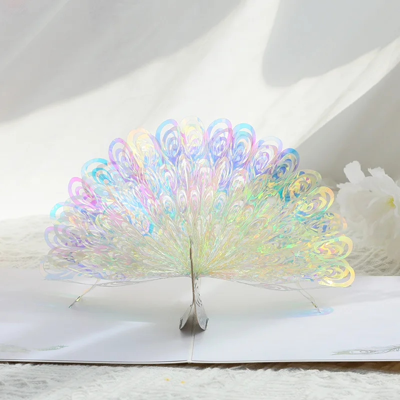 3D Peacock Birthday Christmas Card Pop-up Greeting Cards Postcard Party Wedding Invitation Decorations Creative Girl Gift