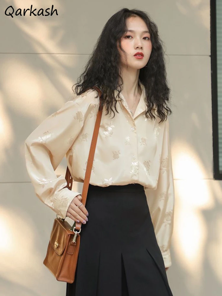 

Women Shirts Autumn New Style Retro Floral Chic Long-sleeved Shirt Loose All-match Sweet Female Casual Stylish Streetwear Mujer