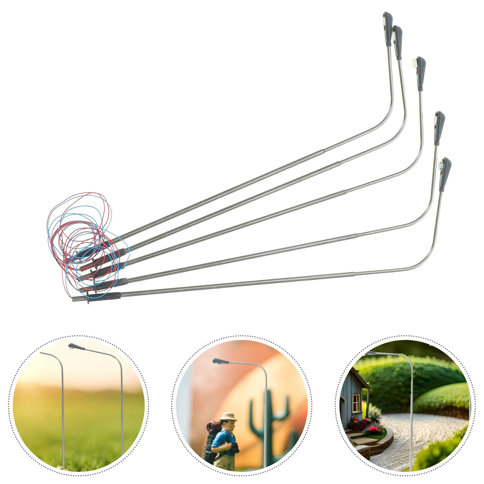 

5 Pcs Model Street Light Micro Landscape Lamp Mini Miniature Shine House Decorative Lights