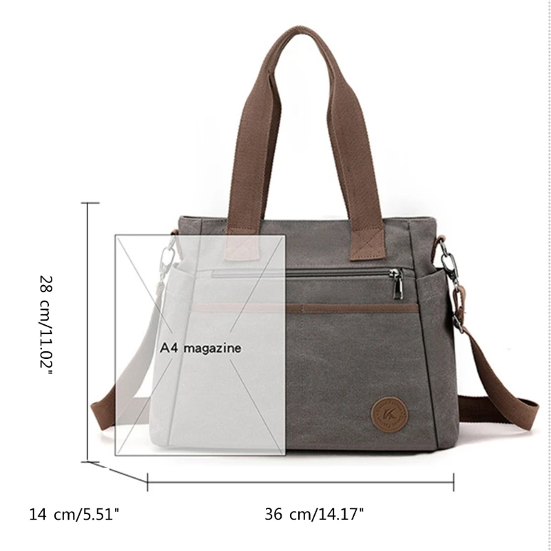 Canvas Bag Large Capacity Vintage Shopping Bag Versatile Shoulder Bag for Girl Women Fashion Handbag Crossbody Bag