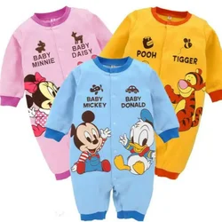 Newborn Romper Girl Cartoon Mickey Minnie Mouse Winnie Pooh Infant Jumpsuit Baby Boy Clothes Fall Long Sleeve Bebe Roupa Toddler