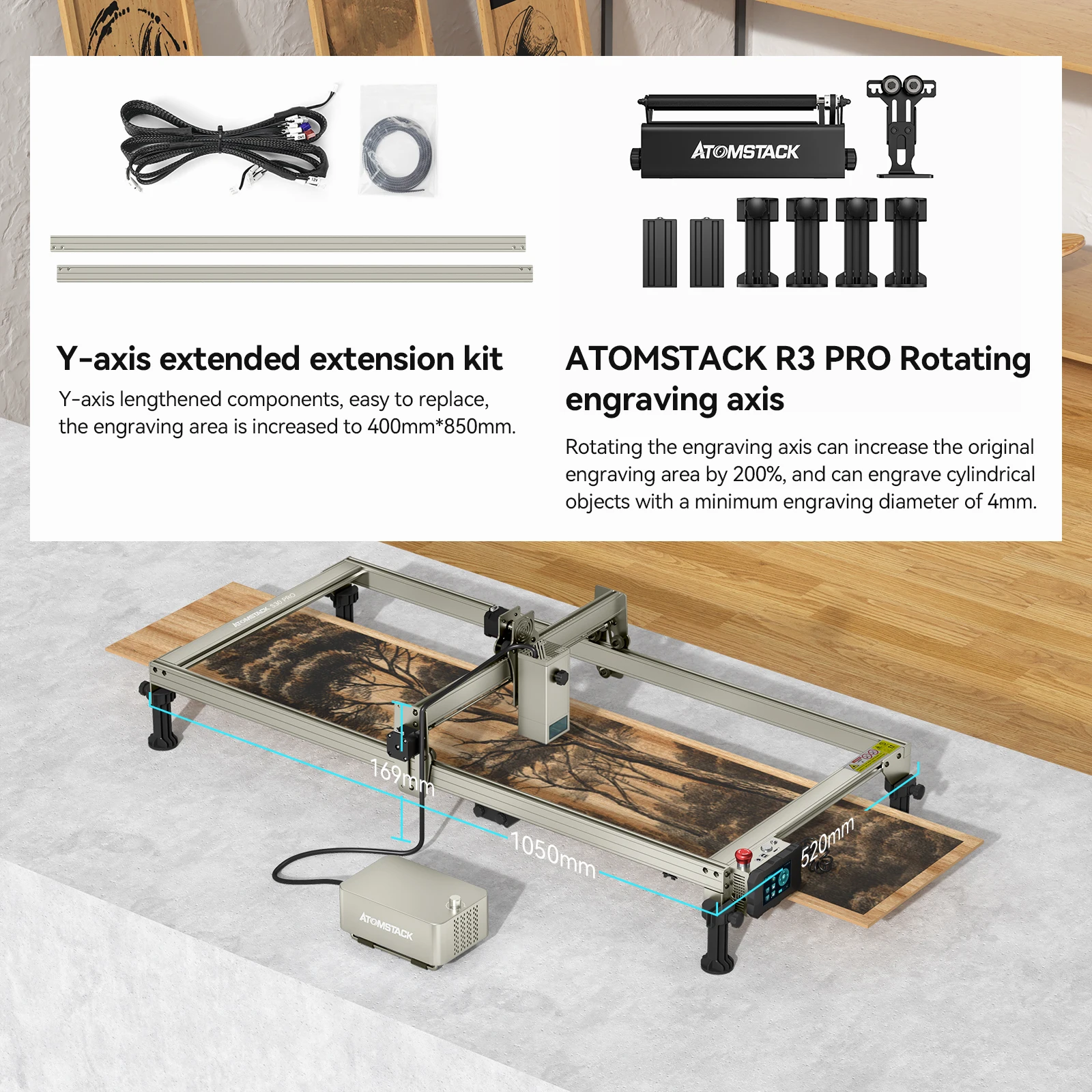 Atomstack Extension Kit For X30 A30 S30 Pro Laser Engraving Machine  Extender Rod For X20 A20 S20 Pro Laser Engraver Working Area