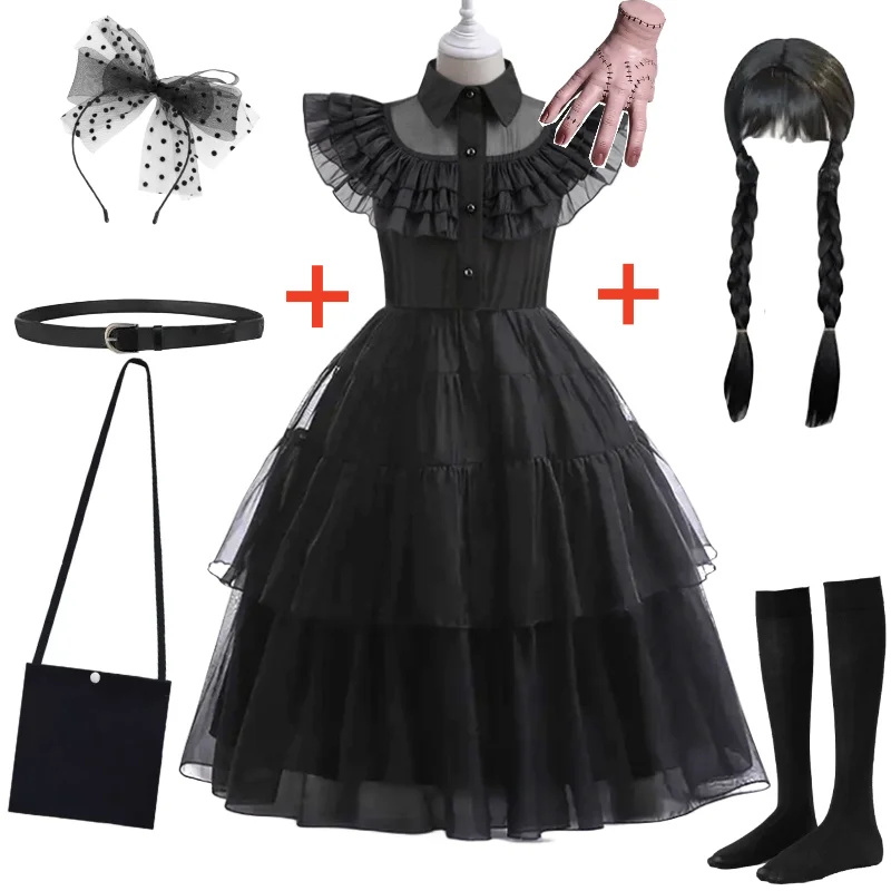 Wednesday Addams Cosplay Costume for Kids 1