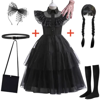 Wednesday Addams Cosplay Costume for Kids 1