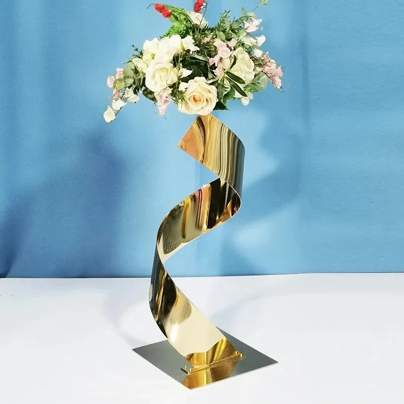 

5 PCS Gold Flower Road Lead Metal Wedding Table Centerpieces Event Party Home Hotel Decoration