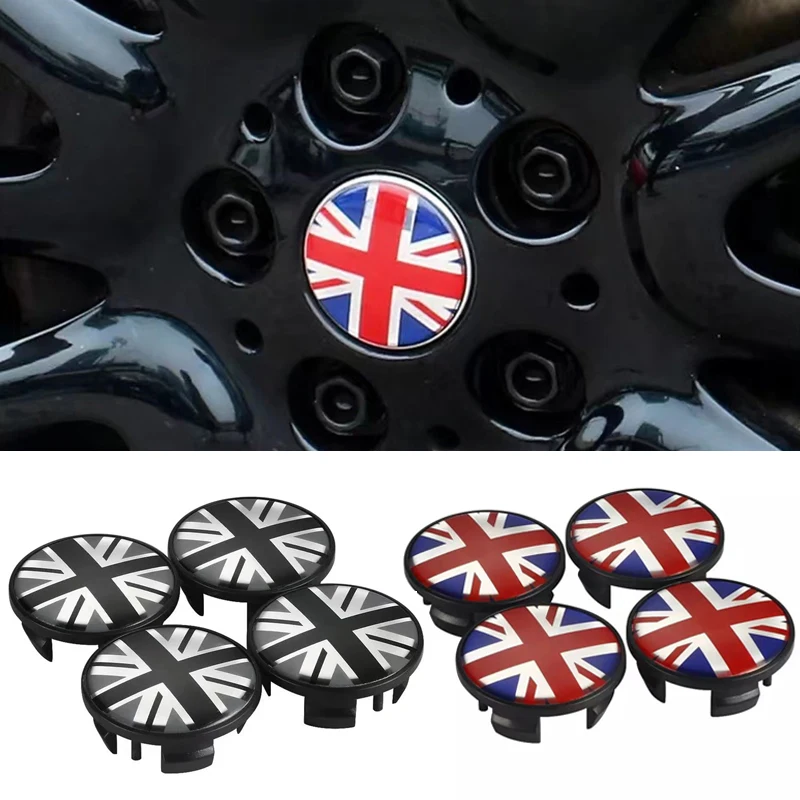 4 Pz 54Mm Car Wheel Center Hub Cap Rim Covers Uk Flag Badge Per Mini Jcw S One Countryman R50 R55 R56 R57 R58 Accessori Auto