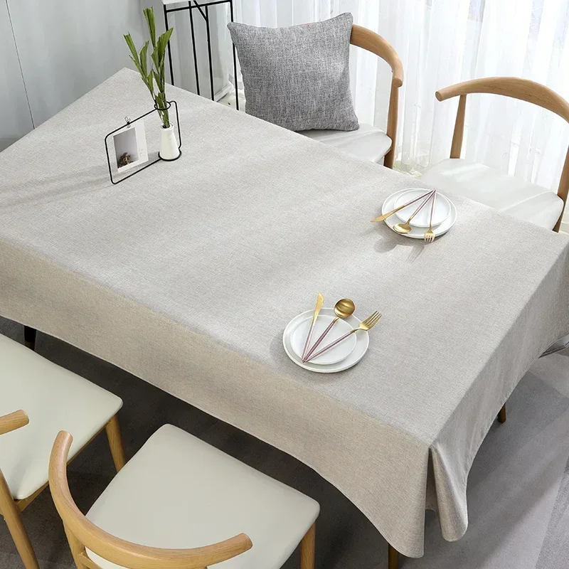 

Waterproof and anti scalding high-end feeling solid color small fresh rectangular tea table tablecloth cotton linen table mat