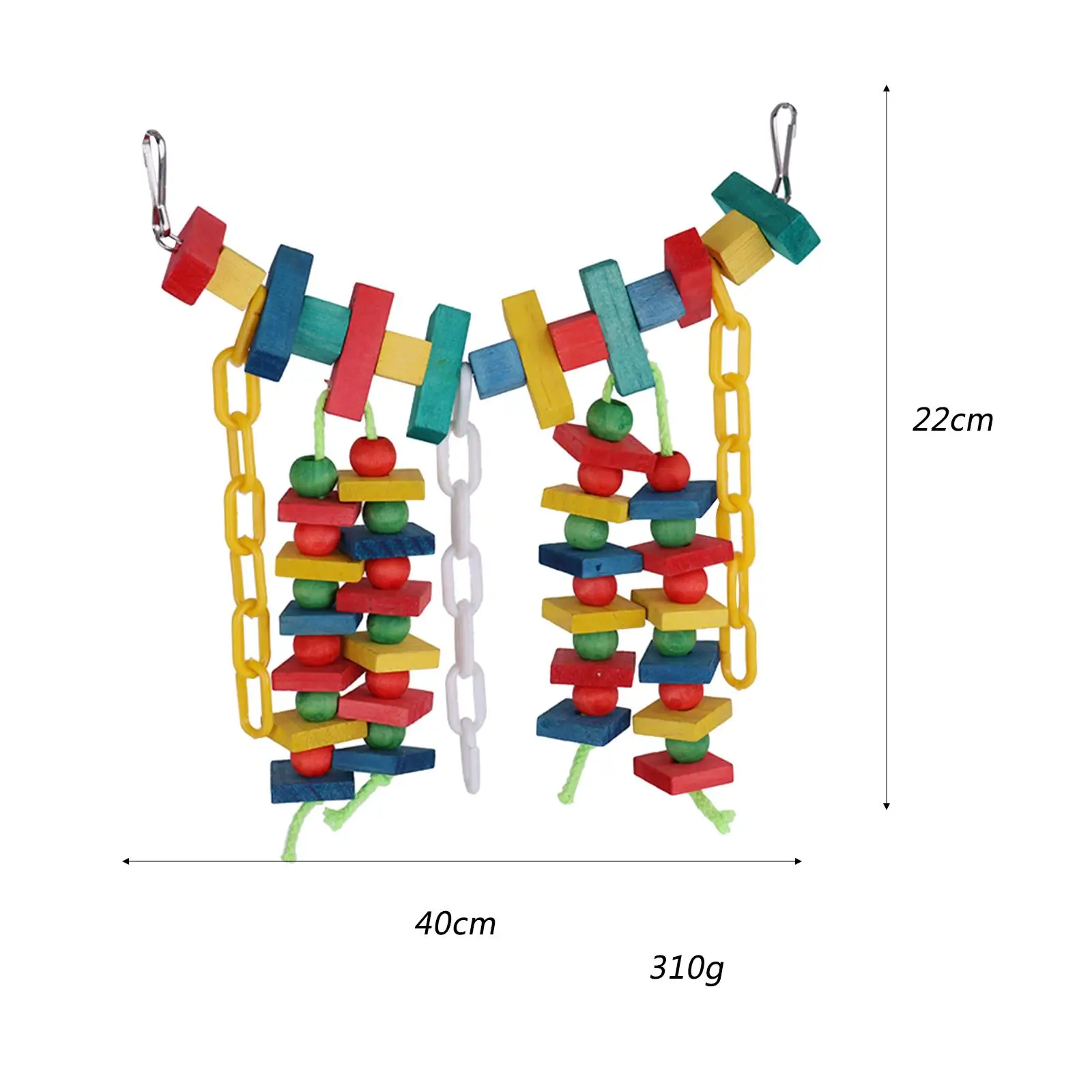 Multicolored Wooden Blocks Parrot Cage Bite Toy for Large Medium Birds