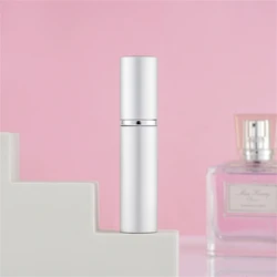 Compact Aluminum Travel Perfume Spray Bottle - 5ml Refillable Atomizer Container (Silver)