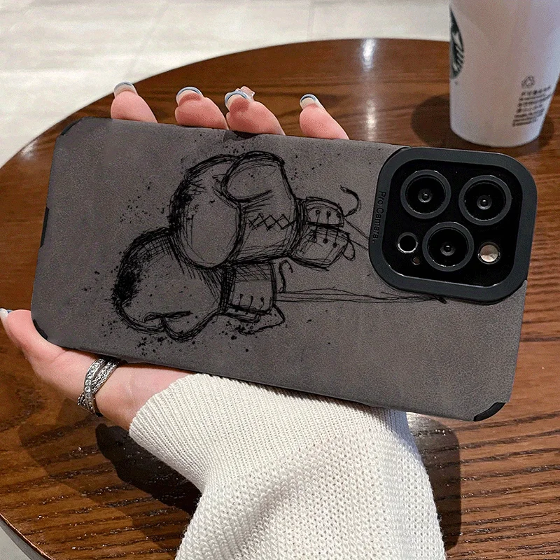Chic Boxing Gloves Faux Leather Phone Case Bumper Cover