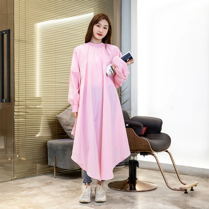 Long Sleeve Hair Cape Hook & Loop Cuff Haircut Customer Cloth Salon Hair Cutting Cloak Apron Gown 2pcs for Customize Logo 1738 3