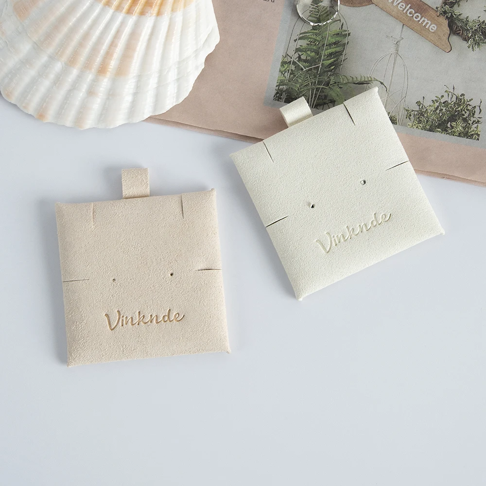 Custom Microfiber Jewelry package Insert Card Embossed Logo Printed Small Stud Earrings Necklace Packaging Display Card Pads