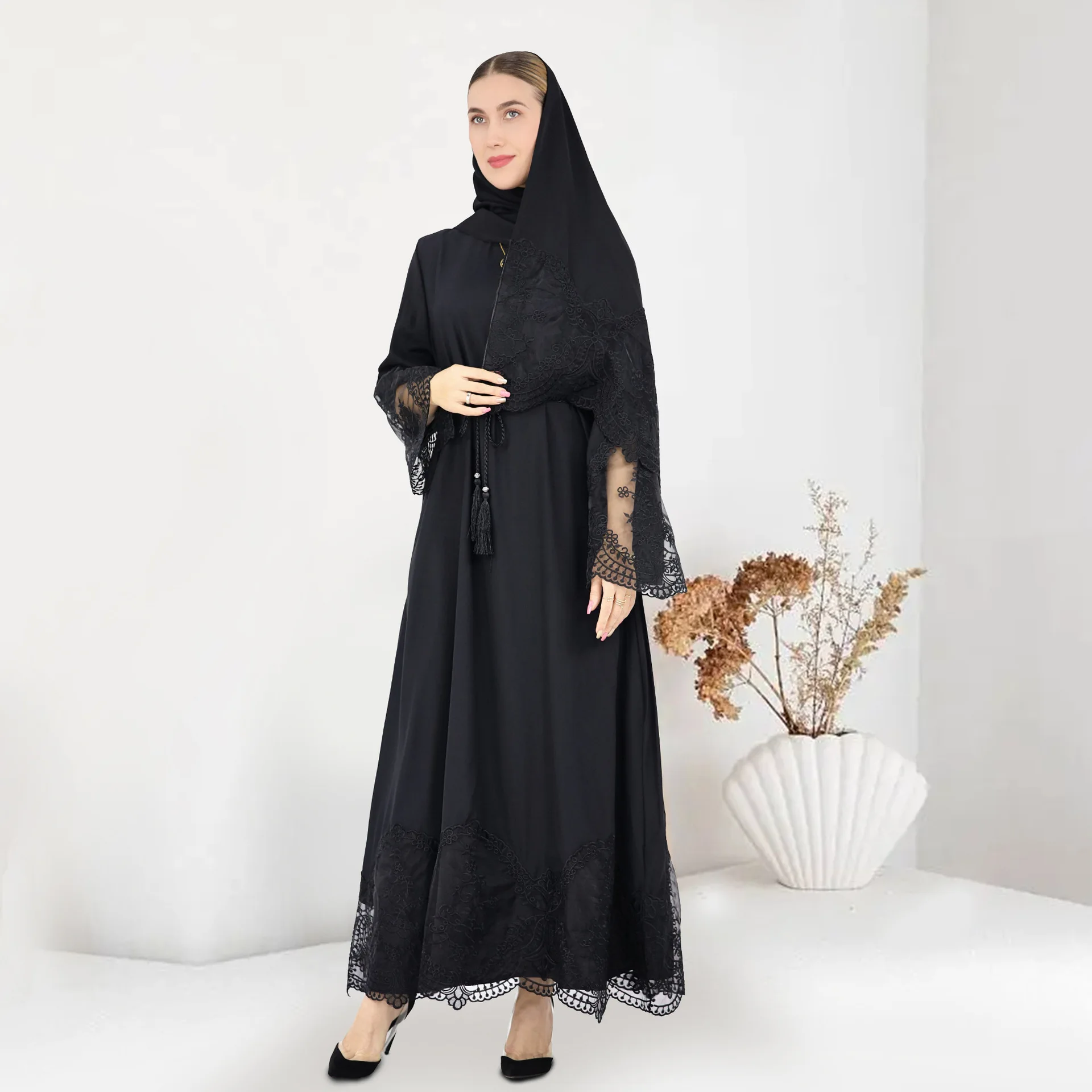 Turkish Hijab Abayas Luxury Embroidery Abaya Dubai Long Prayer Dress for Muslim Women Kaftans Evening Party Dresses Islamic Robe