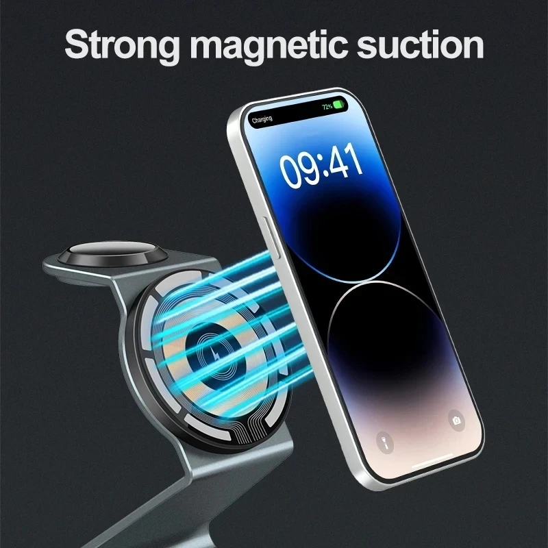 3-in-1 Magnetic Wireless Charger for Magsafe Apple Watch 15W Fast Aluminium Wireless Charging for Xiaomi Iphone ChargerDevice