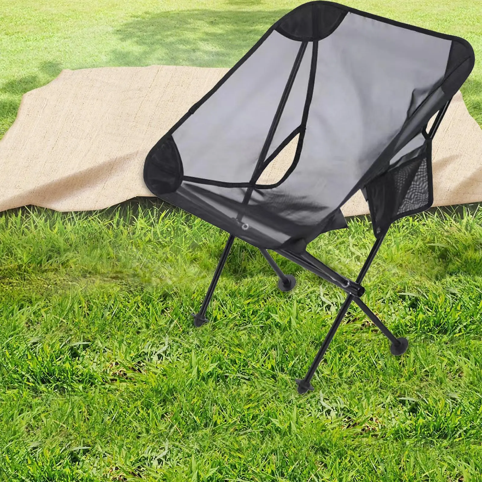 Folding Camping Chair Outdoor Concerts Fishing Durable Portable with Side Pocket