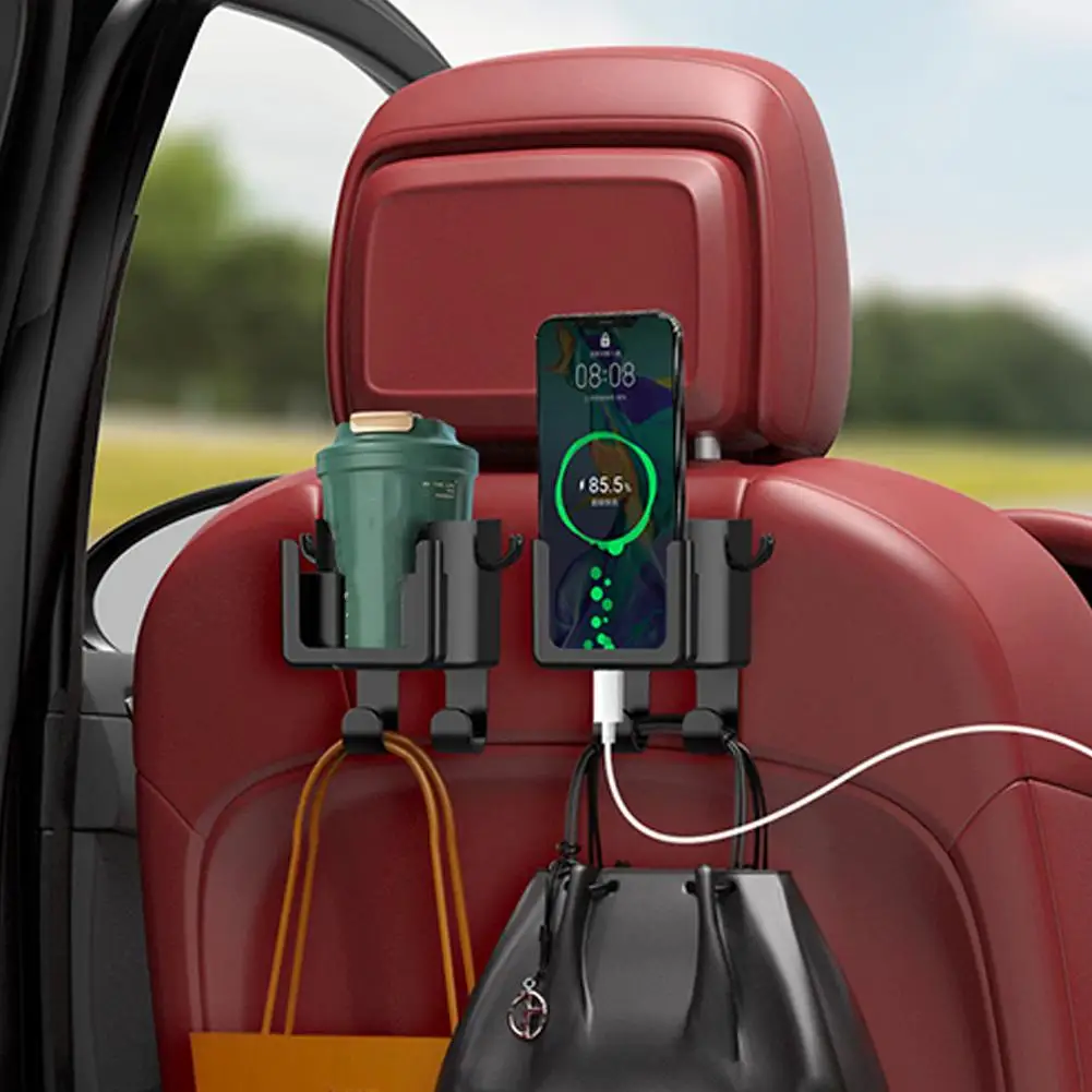 

Car Backrest Cup Holder Black Universal Vehicle Headrest Organizer Food Pocket Holder Tray Drink Cup Seat Back D7K1