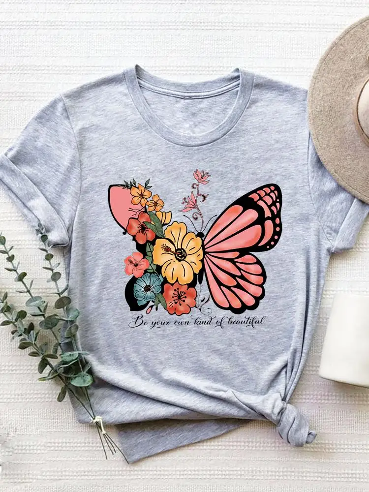 Short Sleeve Graphic T-shirt Women Summer Clothes Clothing Flower Sweet 90s Style Print T Shirt Fashion O-neck Tee Top