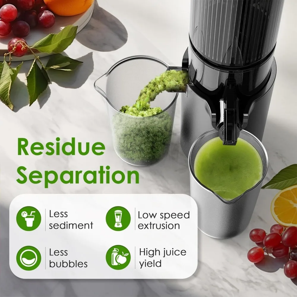 4.1 inch (104MM) slow speed cold press juicer with ultra wide feed chute, used for pure juicers of vegetables and fruits 5
