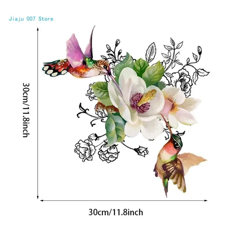Creative Toilet Sticker Flowers and Birds Toilet Lid Decal Stool Commode Sticker Ornament for Bathroom Wall C9GA