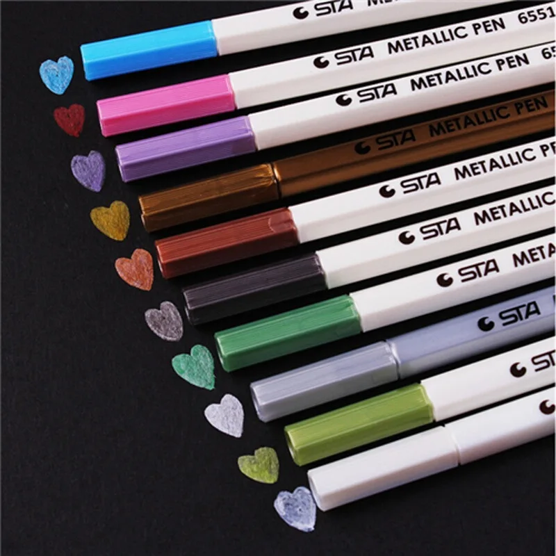 Genuine star metal bead pen color hard head light green 10 color paint pen hand tent marker decorative graffiti album 10pcs graffiti gel pen