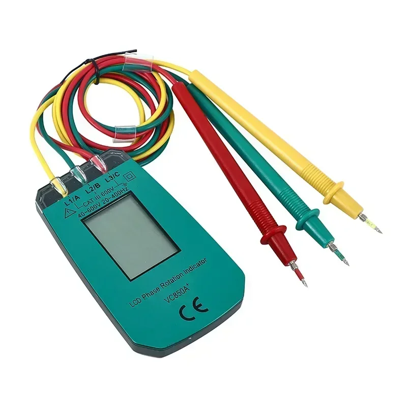 3 Phase Tester Digital Phase Indicator Detector LED Phase Sequence Meter Voltage Tester 40V~600V AC 4