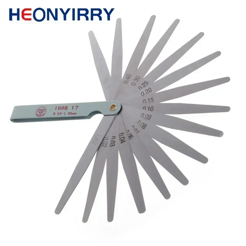 17 Blades Feeler Gauge Thickness Gauges Measurment Tool Gap Wedge for Engine Valve Adjustment 0.02-1mm Percision Measuring Tools feeler gauge