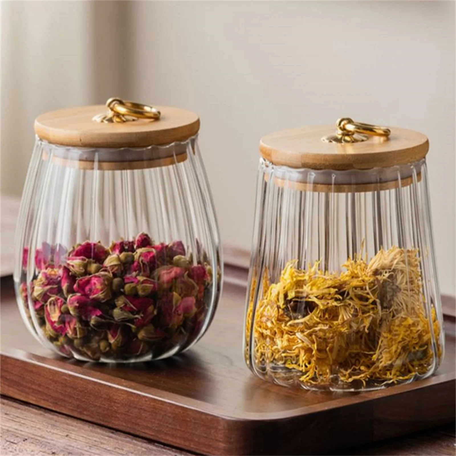 Glass Sealed Containers Grains Jar Coffee Bean Storage Jar Spice Candy Jars Kitchen Moisture-proof Storage Tank 650ml/750ml
