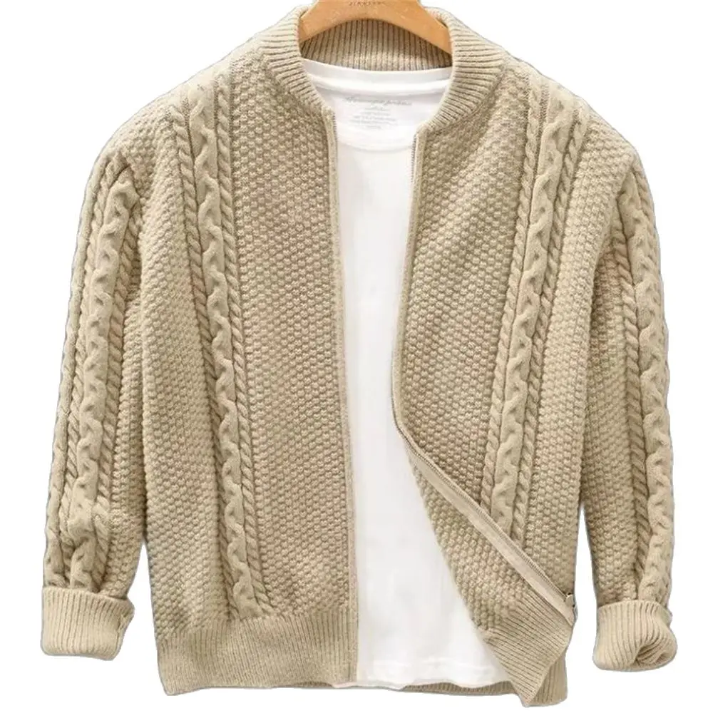 

Zipper Knit Outerwear Sweaters Man Long Sleeve Streetwear Clothes Chic Male Cardigan Jumper Autumn Winter Sweatercoat Tops Fall
