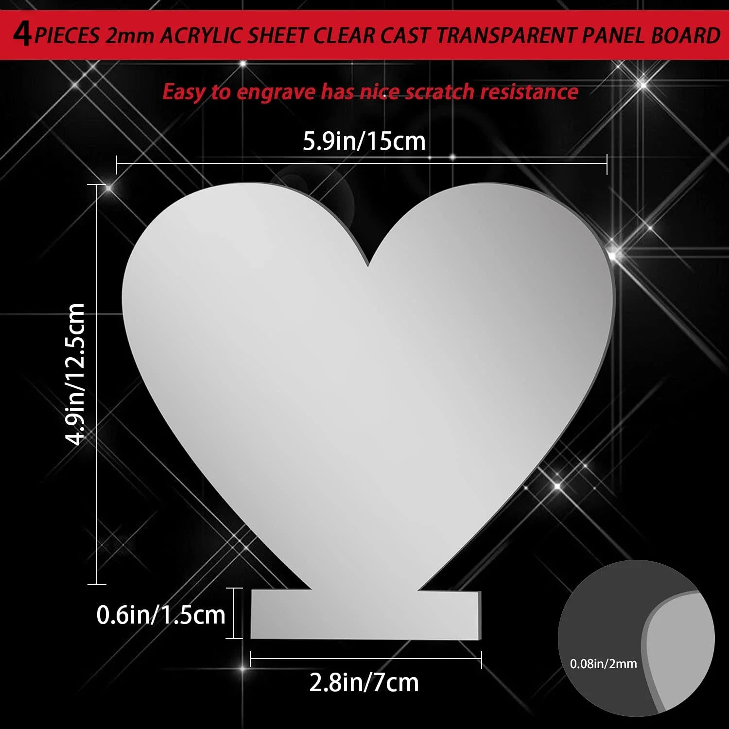 4pcs Acrylic Sheet Clear Cast Round Panel Thick (2mm) for LED Light Base Signs DIY Display Projects Craft 150x125mm