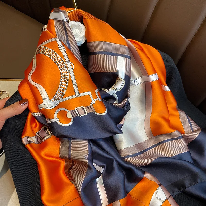 

Luxury Brand Large Silk Scarf Women Fashion Print Shawls And Wrap Bufanda Foulard Female Beach Scarves Thin Soft Stoles Bandana