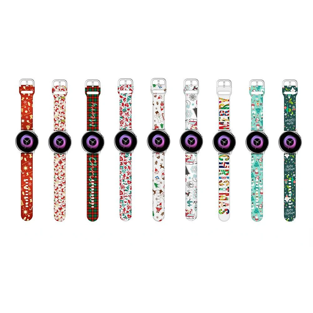 Christmas-Themed Silicone Watch Strap with Festive Prints
