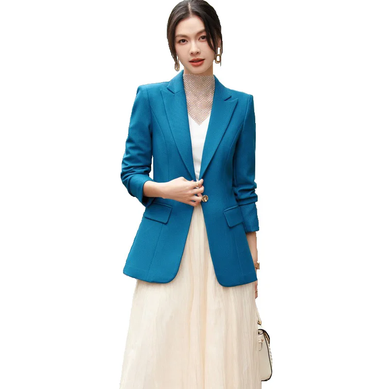 

Blue Blazer Women New Autumn Fashion Temerament Business Formal Long Sleeve Slim Jacket Office Lady Work Coat Tops Black Purple