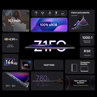 ARZOPA Moniteur portable 16,1 pouces, 144 Hz, 100 % sRGB, 1080P FHD, écran IPS, deuxième écran externe pour ordinateur portable/PC/PS5/Mac/Xbox Z1FC 2