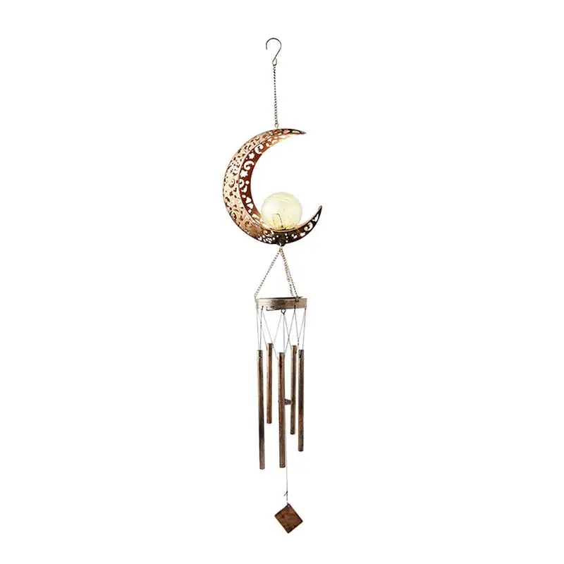 Luna Solar Wind Chimes Solar Wind Chime & Glass Ball Light Hanging Ornament Indoor Outdoor Hanging Decor Per Garden Patio Window