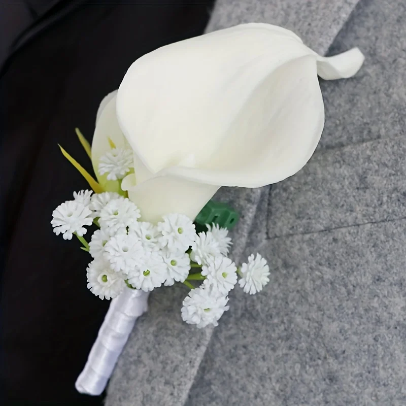 Wedding accessories bridegroom bride corsage bridesmaid sisters wrist flower banquet boudoir hand flower imitation calla lily - 2